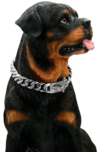 Hundehalsband, strapazierfähig, kubanische Gliederkette, silberfarben, mit Metallschnalle, D-Ring für mittelgroße und große Hunde, Welpen, Kostüm-Zubehör