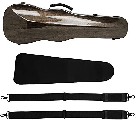 Hapihom Étui pour violon 4/4 en fibre de carbone, super léger, boîte triangulaire avec hygromètre, étui de voyage portable café brossé