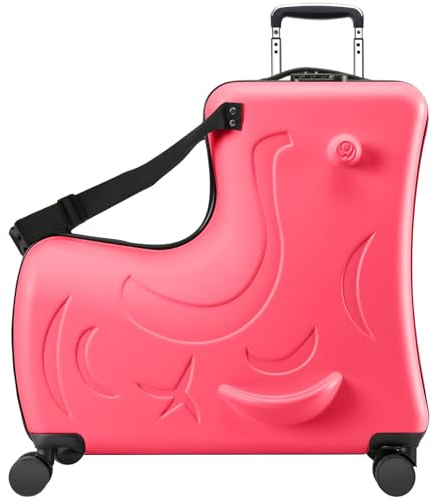 AOWEILA Hartschalen-Kindergepäck mit 4 Spinner-Rädern für Mädchen und Jungen, rollender Kinder-Reisekoffer mit Sitz und Sicherheitsgurt für Kleinkinder im Alter von 2–12 Jahren, Fuchsia Rot, 20-Inch