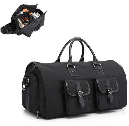 ABPOK Reise-Kleider-Aufbewahrungstasche, wandelbarer Kleidersack mit Schultergurt für Business, Handgepäck, Duffel Bag Männer und Frauen, 2-in-1 hängender Koffer, Anzug, Reisekabinentasche(schwarz)