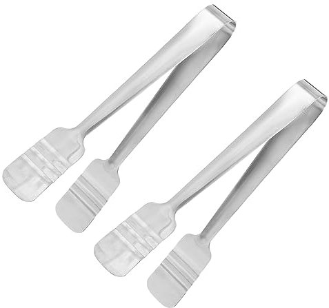 QUARKZMAN Service Pinces, 2pcs 8.5 pouce - Inox Acier Glace Pinces, Mini Sucre Pinces pour Apéritifs, Charcuterie, Dessert, Thé Fête, Bar, Café (Argent)