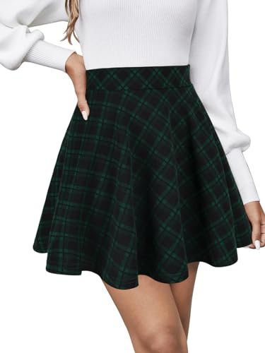 REORIA Damen ausgestellte A-Linie Faltenröcke Mini Karierter Rock Tennis Schule Tanz Skort Cheerleader Kostüm