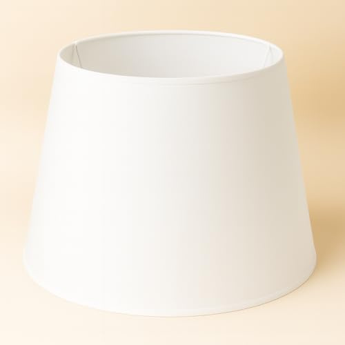 40 cm Lampenschirm, Baumwollstoff mit weißer PVC-Rückseite, handgefertigtes Produkt, für Tischlampe, Stehlampe (Weiß)