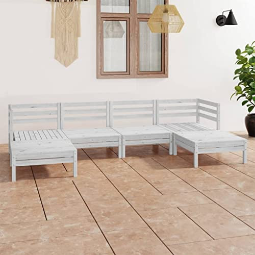 DYRJDJWIDHW aufblasbares Sofa,bodensofa,palettenmöbel,6-TLG. Garten-Lounge-Set Weiß Massivholz KieferGeeignet für Garten, Swimmingpool, Wohnzimmer, Terrasse