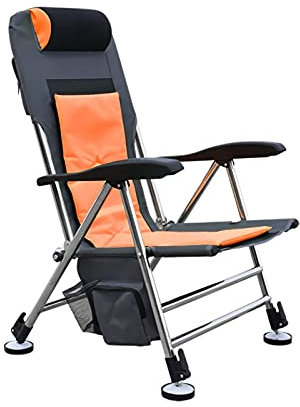 Cenz-888 Angelstühle für Erwachsene Regisseurstuhl mit Faltbarer Rückenlehne und Hubbeine Folding Angelzähler mit Kissen gepolstert for Camping Beach Chaise Lounge Campingstühle (Color : Orange)