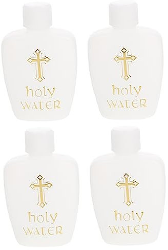 GOOHOCHY 4 Stück Weihwasserflaschen 60 ml aus Ps Weiß Verschließbar und Tragbar für Taufe Hochzeit und Festdekoration