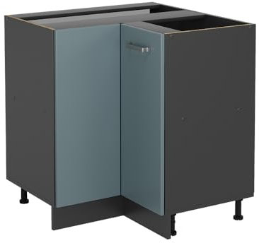 Vicco Eckunterschrank R-Line, Blau-Grau/Anthrazit, 75.6 cm, AP Anthrazit