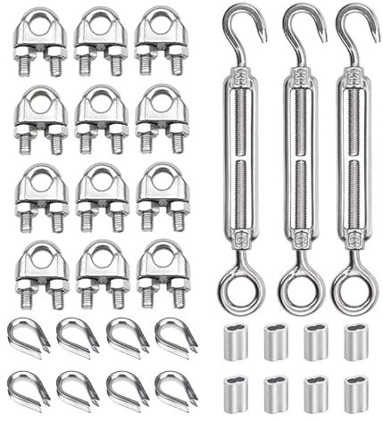 Drahtseilklemme Spannschloss Drahtseilspannung 304 Edelstahl Drahtseil Kabelklemme/Klemme Kausche Aluminium Crimpschlaufe for 6 mm Drahtseil Seilklemme