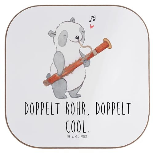 Mr. & Mrs. Panda Coaster Fagott Doppelt, Musiker, Lernen, doppeltes Rohrblatt, Klassische Musik, Holzblasinstrument, Tassenuntersetzer, Tassen Untersetzer, Glas, Orchester, für Gläser