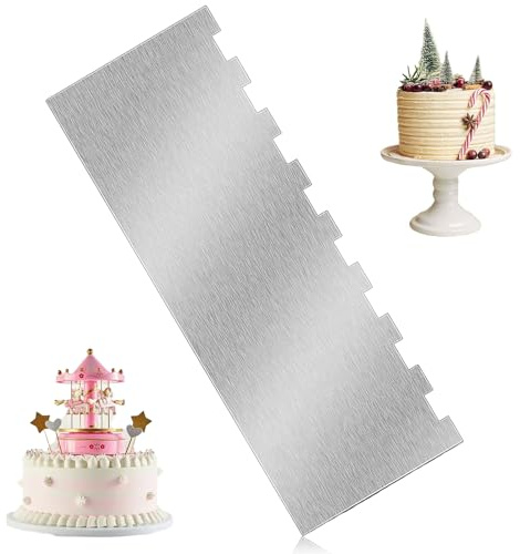 1 Stücke Seitenschaber Kuchen Dekorieren Kamm, Buttercreme Scraper Seitenschaber, Torten Backen Zubehör Tortenspachtel, Kuchenschaber aus Edelstahl für Kuchen Buttercreme DIY Werkzeug