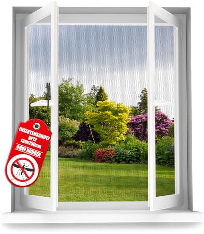 BigDean 2 Stück Fliegengitter Fenster für Fenster bis 130x150cm effektiver Insektenschutz ohne Bohren & einfach zuschneidbar