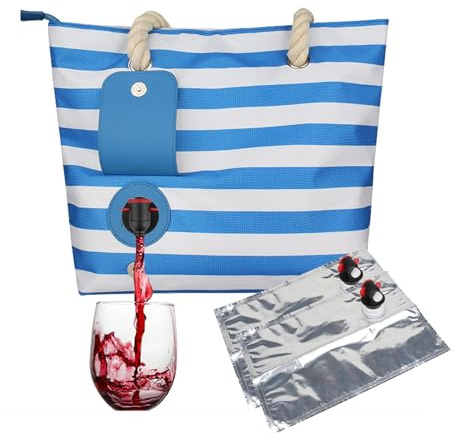 Sac à Vin Plage avec Distributeur Caché/Compartiment Isolé, Sac De Transport Portable, pour Films, Concerts, Plages, Piscines, Shopping