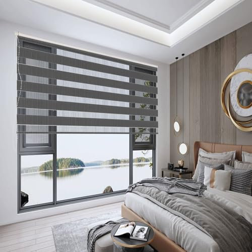 Verdunklungsrollo Klemmfix 55 x 260 cm Hitzeschutz Energiesparend Dachfenster Verdunklungsrollo Inkl. Montagematerial für Schlafzimmer Küche, Dunkelgrau