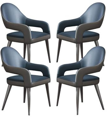 ZONABSQQ Essstuhlset Küchen-Ledersessel im 4er-Set, Moderne Esszimmerstühle mit hoher Rückenlehne und Beinen aus Eisenkunstmetall, weich gepolsterter Sitzstuhl für zu Hause Komfort