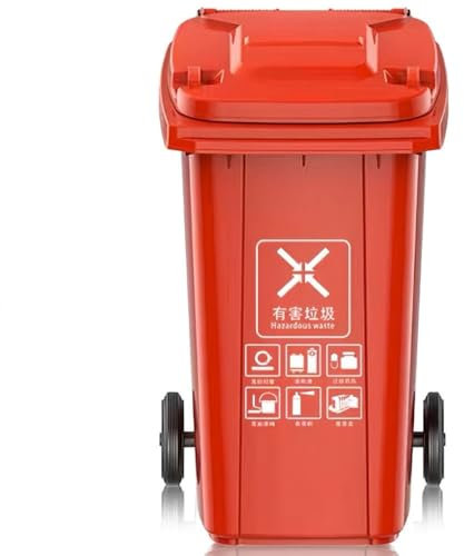 Bote Basura Con Ruedas Contenedor Basura Móvil Industrial Resistente Contenedores De Basura Aire Libre Con Tapa Bote Basura Plástico Resistente Intemperie For Patio Terraza O Garaje(Red,240L)