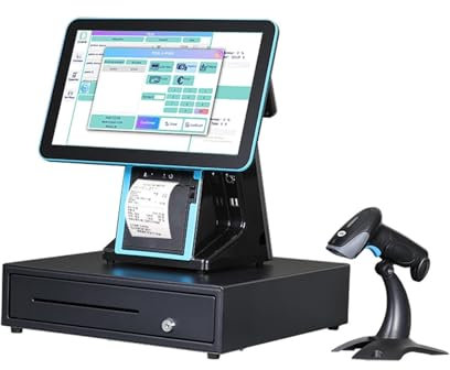 Registrierkasse, 1902A Schwarzer Touchscreen-Kassensystem-Kassenautomat mit eingebautem 80-Zoll-Drucker,für Restaurants, Supermärkte