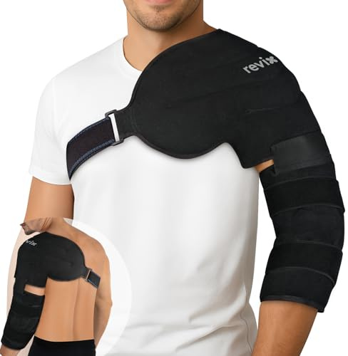 REVIX Compresse froide pour bras de lanceur et sportif, épaule et coude | Compresse froide réutilisable pour bras lanceur baseball, manche ajustable compression, soulagement après entraînement, XL