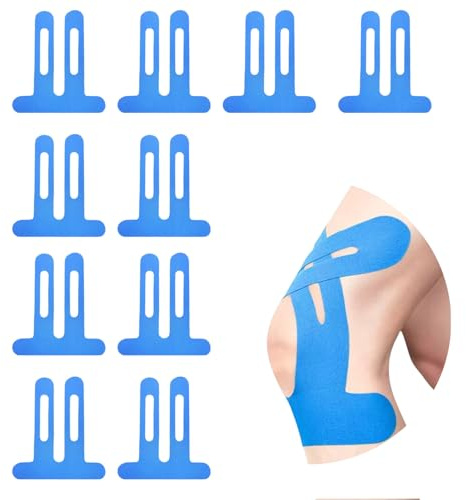 KLINNA PreCut Physio Tape, 10 unidades de cinta de kinesiología para la rodilla, elástica e impermeable para el dolor de rodilla, parche muscular profesional para deportes (azul)