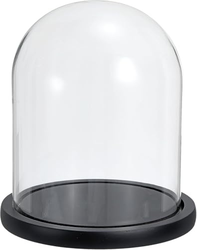 DuvinDD Glass Dome Cloche Dome The bell jar with Black Base Decorative Clear Display for Pop Labubu Plant Toy Crystal - 7inch/18cm