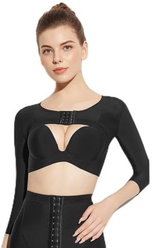 TDJDYQU Mangas De Compresión Para Brazos Para Mujeres Faja Moldeadora Con Cierre Frontal Para Adelgazar Los Brazos Tops Correctores De Postura(Schwarz,XS)