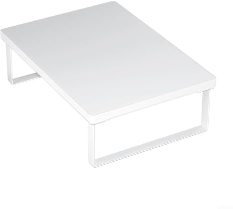 GLFLOW Griglia per forno a microonde, in metallo e legno, con piedini antiscivolo, per piano di lavoro della cucina, 40 x 30 cm (bianco)