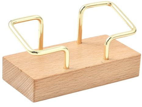SOFPLATE Visitenkartenhalter Für Den Schreibtisch Holz Visitenkartenständer Kreativer Vertikaler Postkartenhalter Aus Goldlegierung Mit Holzsockel Für Büro Zuhause Messestand Empfang Veranstaltung Kon