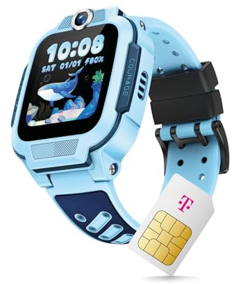 imoo Kids Watch Z3 Smartwatch för barn, GPS och telefonfunktion, integritet och förälder-app, lång batteritid, SOS, vattentät, Telekom SIM-kort, Amazon-kupong efter registrering (blå)