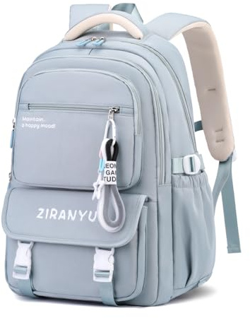 Amythe Schulrucksack für Teenager Mädchen Rucksack Wasserdicht Mit Trolley-Schlaufe, 30L Tagesrucksack Teenager für Laptop 15.6‘’, Schulranzen Mädchen für Schule & Reisen, Blau