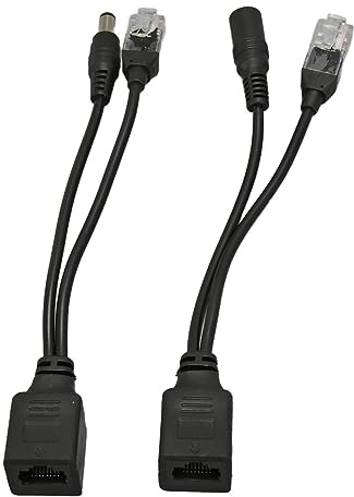 Tbest 12-V-POE-Splitter-Adapter, Plug-and-Play, Einfache Installation, Stabile Signalübertragung für IP-Kamera-Sicherheitssystem, ABS-Gummimaterial (Black)