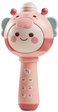 Gogogmee Microphone sans Fil 5.0 Rechargeable USB pour Garçons et Filles Micro Karaoké Chant Dessin Animé Rose Cerise Machine Karaoké Musicale Garçons et Filles et Cadeau