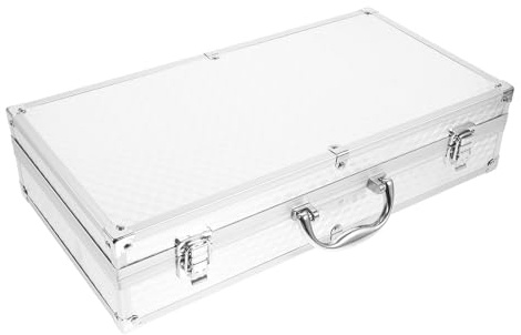 TIDTALEO Estuche Rígido de Aluminio Blanco para Micrófonos Inalámbricos, Acolchado Interno, Capacidad para 2 Micrófonos, Maletín Portátil para Transporte y Protección en Ktv y Eventos