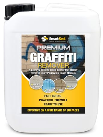 SmartSeal Graffiti Remover - 5L - Powerful Graffiti Remover & Paint Stripper for Wood, Concrete, Brick, Metal & Plastic. Quickly Removes Spray Paint & Marker Pen Inks. Non-Caustic Formula