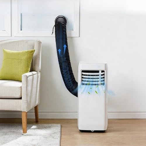 Funda aislante para manguera de aire acondicionado, cubierta de tela Oxford resistente al calor y lámina de aluminio, 131 x 26,5 cm, color negro