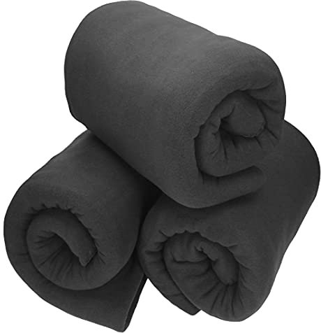 Betz Fleecedecke 3 Stück 130x170 cm 180g/m² – Weiche Wohndecke & Kuscheldecke – Flauschige Sofadecke als Tagesdecke – Leicht, wärmend & pflegeleicht – Farbe anthrazit