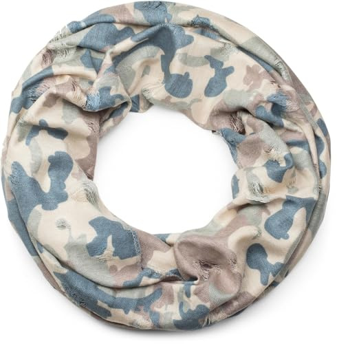 styleBREAKER écharpe ronde avec motif camouflage militaire, style vintage effet usé, écharpe, tissu, unisexe 01016134, couleur:Marron-Beige-Vert-Bleu