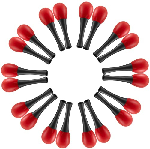 Tiger Mini Egg Maracas, Paquete de Diez Agitadores de Instrumentos de Percusión para Niños, Rojo