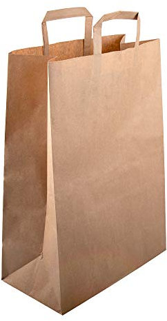 BB-Verpackungen 250 x Papiertragetaschen 260 + 120 x 350 mm (braun, stabile 80 g/m² Grammatur, Papiertüten, Geschenktüten) - Sets zwischen 250 bis 8500 Stück