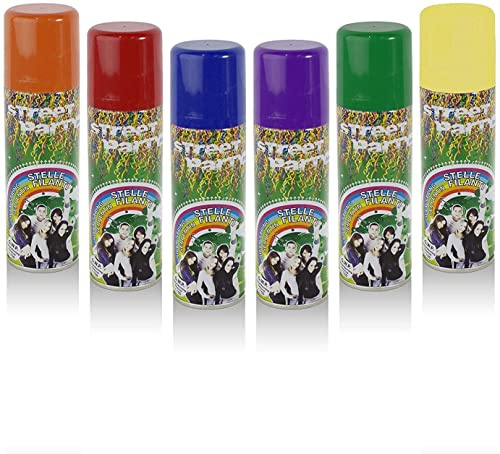 Carnevale Stelle FILANTI Spray 6 Pz 6 Colori Festa Party Decorazione RIVENDITA