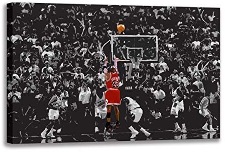 Michael Jordan 98 Finals Last Shot Leinwandbild Wandkunst Poster Drucke für Wohnzimmer Heimdekoration Fan Geschenk (40 x 60 cm ungerahmt)