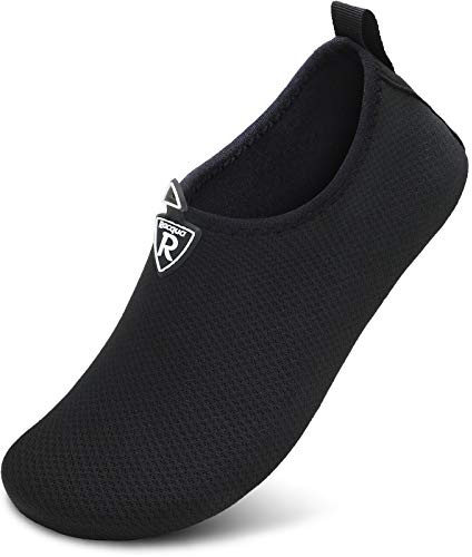 Racqua Wasserschuhe für Männer und Frauen, Barfuß, Strand, Schwimmschuhe, schnell trocknende Aqua-Yoga-Socken für Pool, Reisen, Kajakfahren, Fluss Schwarz 36-37