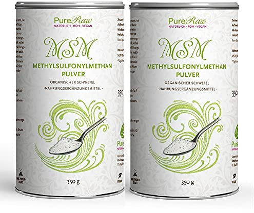 MSM-Pulver Methylsulfonylmethan Kristalle Organischer Schwefel - Premium-Qualität 99,9% Rein Geruchlos - Organic Sulfur Powder | PureRaw 700g (=2x350g)