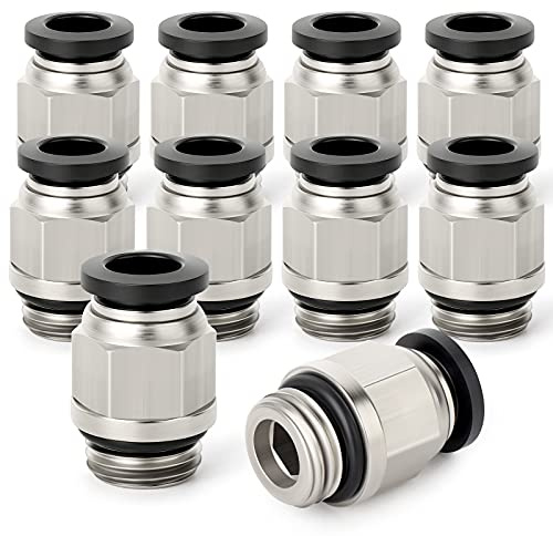 TAILONZ PNEUMATIC PC6-01 Racor Neumático Rápido (Pack de 10), Conector Recto 6mm OD x 1/4 Rosca G con Junta Tórica, para Tubos PU/PA/PE