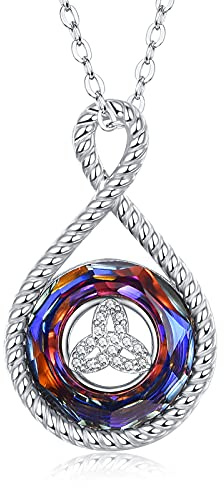TANGPOET Crystal Necklace 925 Sterling Silver Animal Crystals Pendant Birthday Jewellery Gifts for Women Ladies Girls