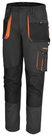 BETA 7860G Taglia XL - Pantaloni da Lavoro Leggeri Easy, in Tessuto T/C, con Tasche Porta Minuteria e Nastro Porta Martello, Grigio