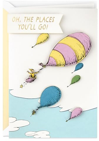 Hallmark Dr. Seuss Congratulations Card or Graduation Card (Oh, the Places You'll Go!) Signature Card