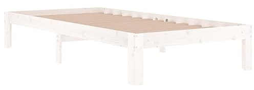 vidaXL Sängram vit massivt trä 90x190 cm, träsängram, sängram i trä, sovrumsmöbler, träsängramar, sängramar i trä, säng, sängar, träsäng, träsängar