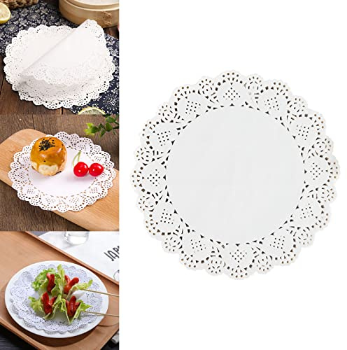 CC wonderland zone 100 stück Weiß Rund Lace Papierdeckchen,6.5 Zoll(16,5 cm) Tortenspitze Papiermatten,Spitzenpapier für Party