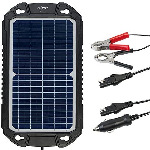revolt Batterieladegerät Solar: Solar-Ladegerät für Auto-Batterien, Pkw, Wohnmobil, 12 Volt, 10 Watt (Ladegeräte für Autobatterien, 12V, Erhaltungsladung)