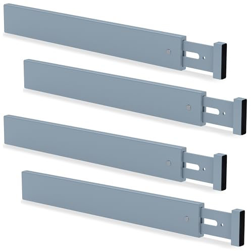 Ruichang 4er-Set Bambus Schubladentrenner Verstellbar (44-55 x 1.5 x 5.7 cm, Grau), Schubladenteiler Küche, Schubladen Organizer für Küchenschubladen