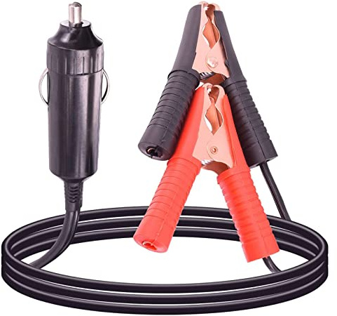 Leehitech 1M 12V/24V Car Charger Extension Cord, Male Plug to Alligator Clips 16AWG Heay Duty Extension Cable With Waterproof Cover for Vehicle Equipment, Car, Boat, Truck, RV, Tire Inflator